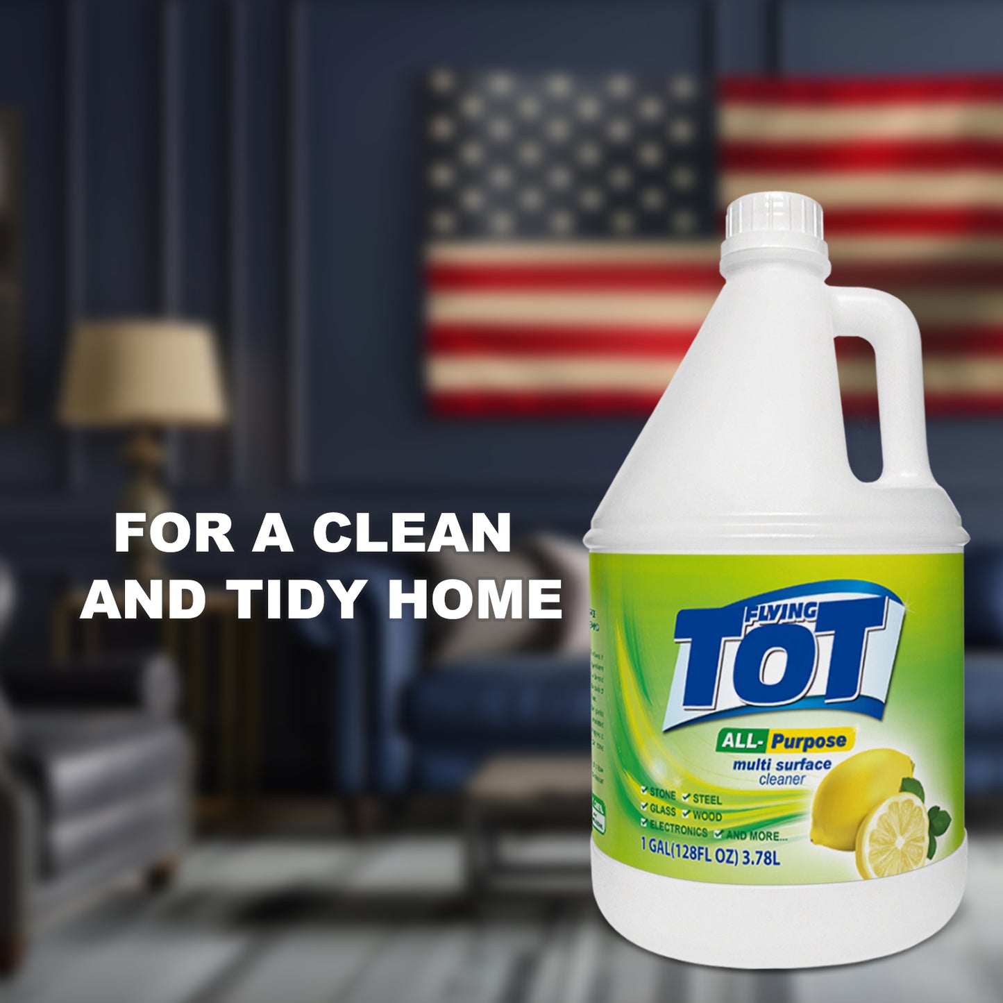 FLYING TOT All-Purpose Cleaner, Sanitizing and Disinfecting Spray, To Clean and Deodorize, Lemon Breeze Scent - 1 Gallon