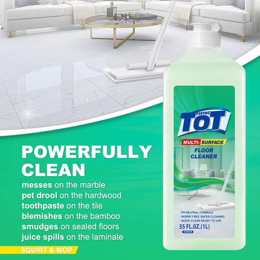 FLYING TOT Multi Surface Floor Cleaner 35oz | Ready to Use, Dirt Dissolving, Streak Free, No Rinse | Use on Hardwood, Laminate, Luxury Vinyl Plank LVT, Tile & Stone | Safer Choice Cleaner