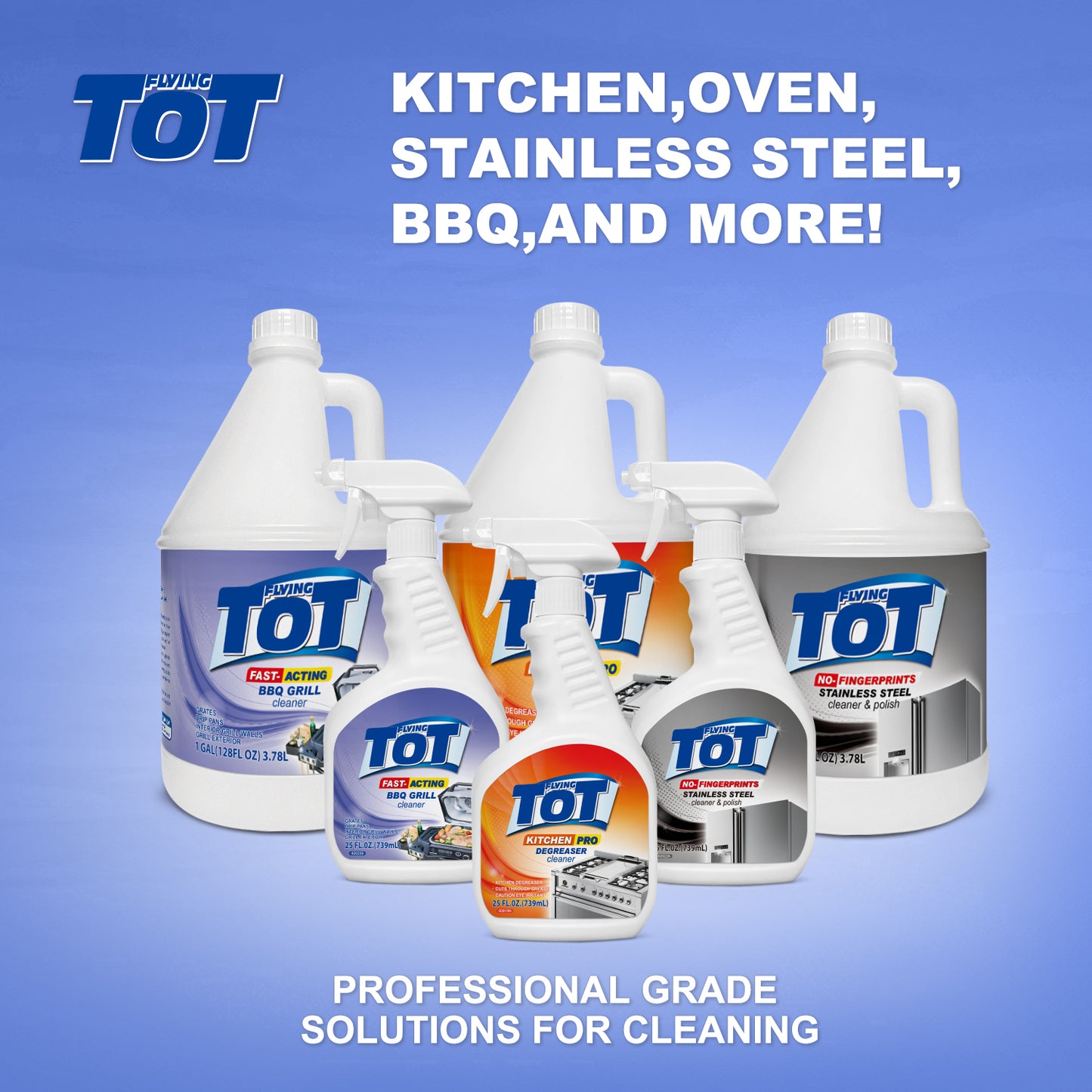 FLYING TOT Grill and Grate Cleaner - Cleans and Degreases BBQ Cooking Grates and Racks, Pellet and Electric Smokers -1 Gallon