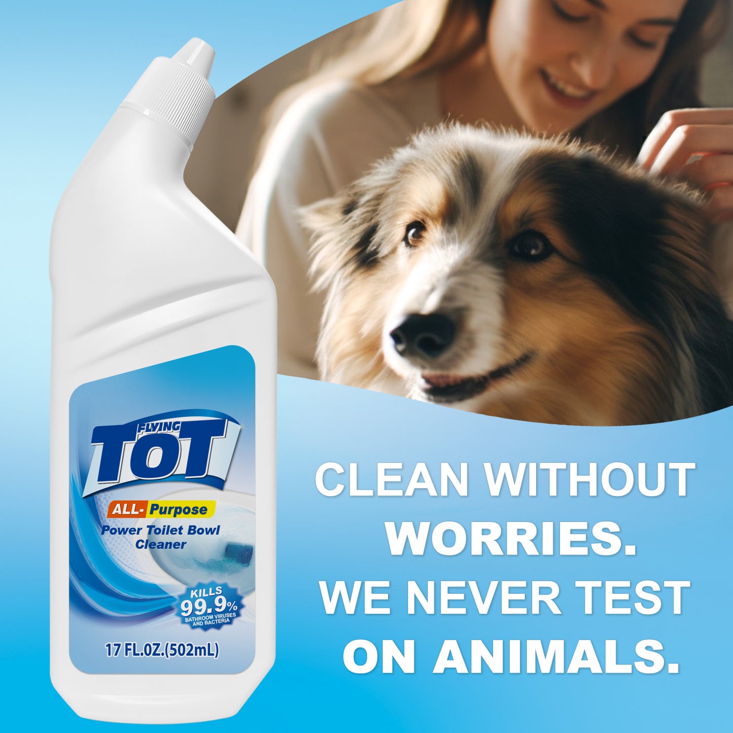 FLYING TOT Toilet Bowl Cleaner, For Cleaning and Disinfecting, Stain Removal - 17Fl.Oz.