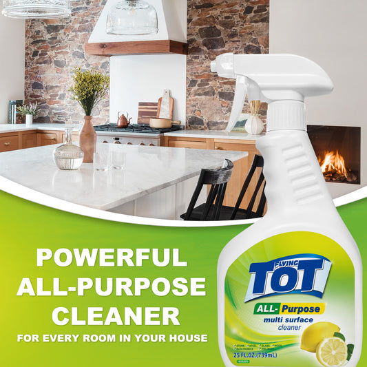 FLYING TOT All-Purpose Cleaner, Sanitizing and Disinfecting Spray, To Clean and Deodorize, Lemon Breeze Scent- 25 Fl. Oz.