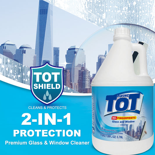 FLYING TOT Glass & Windows Cleaner with Foaming Spray for a Streak-Free Shine for Home and Automotive Use - 1 Gallon