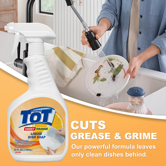 FLYING TOT Splash Foam Spray Dish Soap - Dishwashing Liquid Super Degreaser - 25 FL OZ Sweet Orange