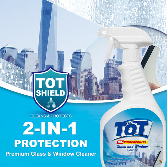 FLYING TOT Glass & Windows Cleaner with Foaming Spray for a Streak-Free Shine for Home and Automotive Use - 25 Fl. Oz.