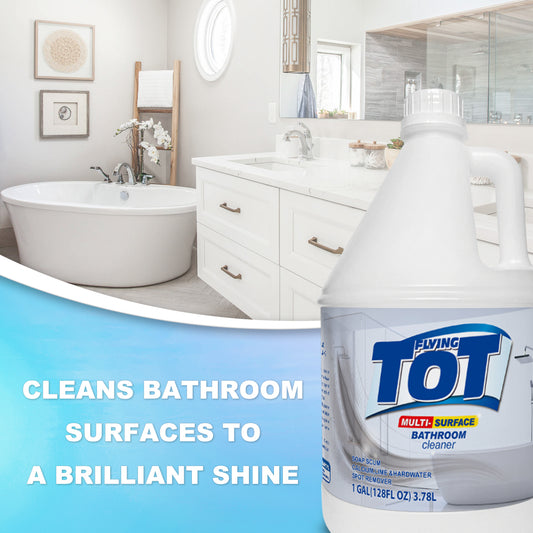 FLYING TOT Bathroom Cleaner - Soap Scum Remover Shower Glass Door Cleaner Works on Ceramic Tile, Chrome, Plastic and More, Removes 100% Soap Scum, Rainshower Scent - 1 Gallon