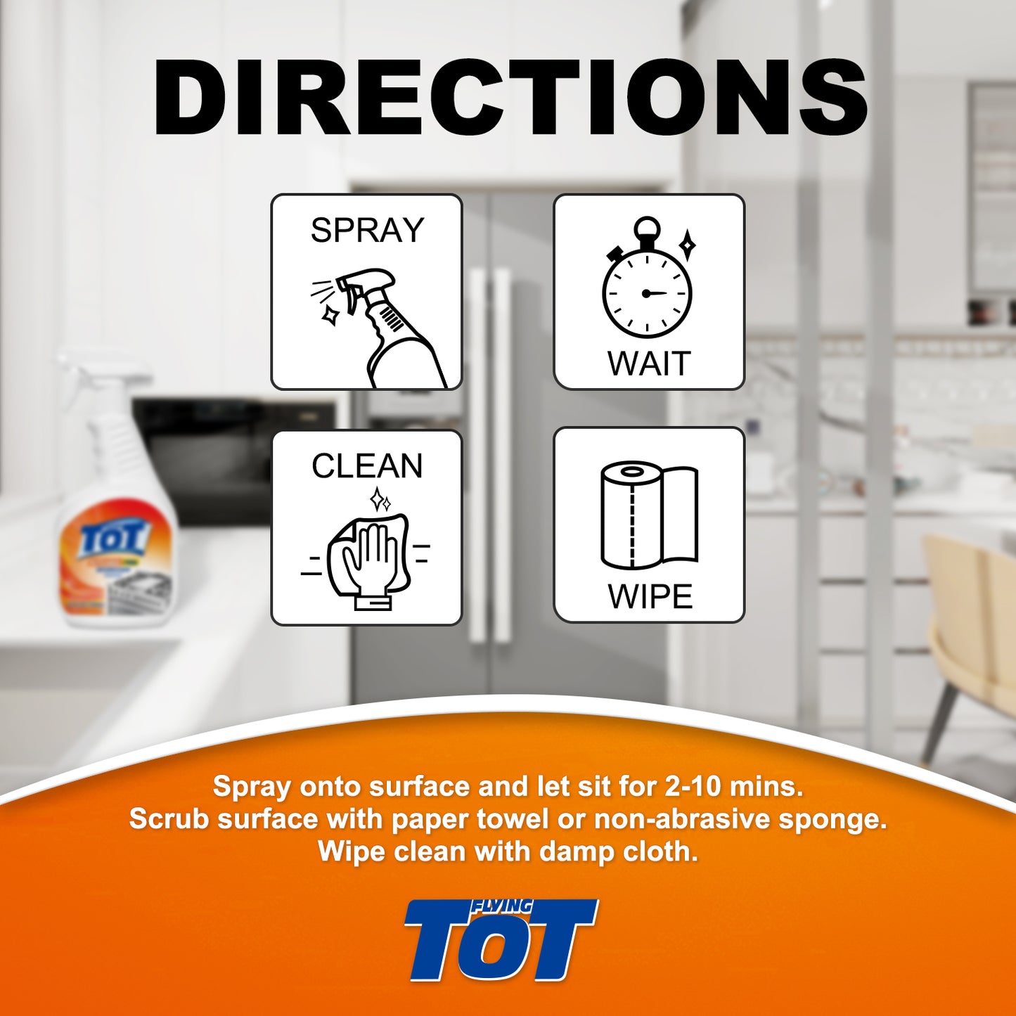 FLYING TOT Kitchen Degreaser Cleaner - Removes Kitchen Grease, Grime and Baked-on Food - 25 Fl. Oz.