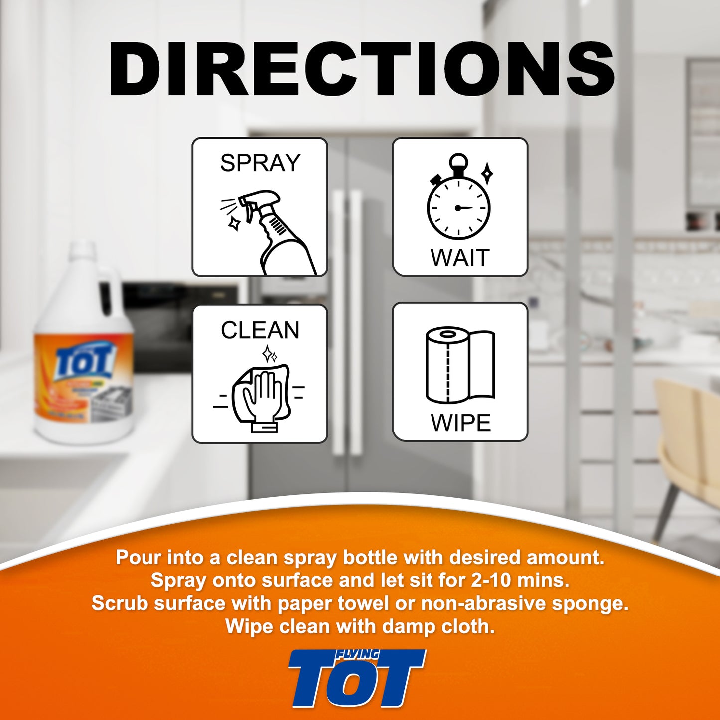 FLYING TOT Kitchen Degreaser Cleaner - Removes Kitchen Grease, Grime and Baked-on Food - 1 Gallon