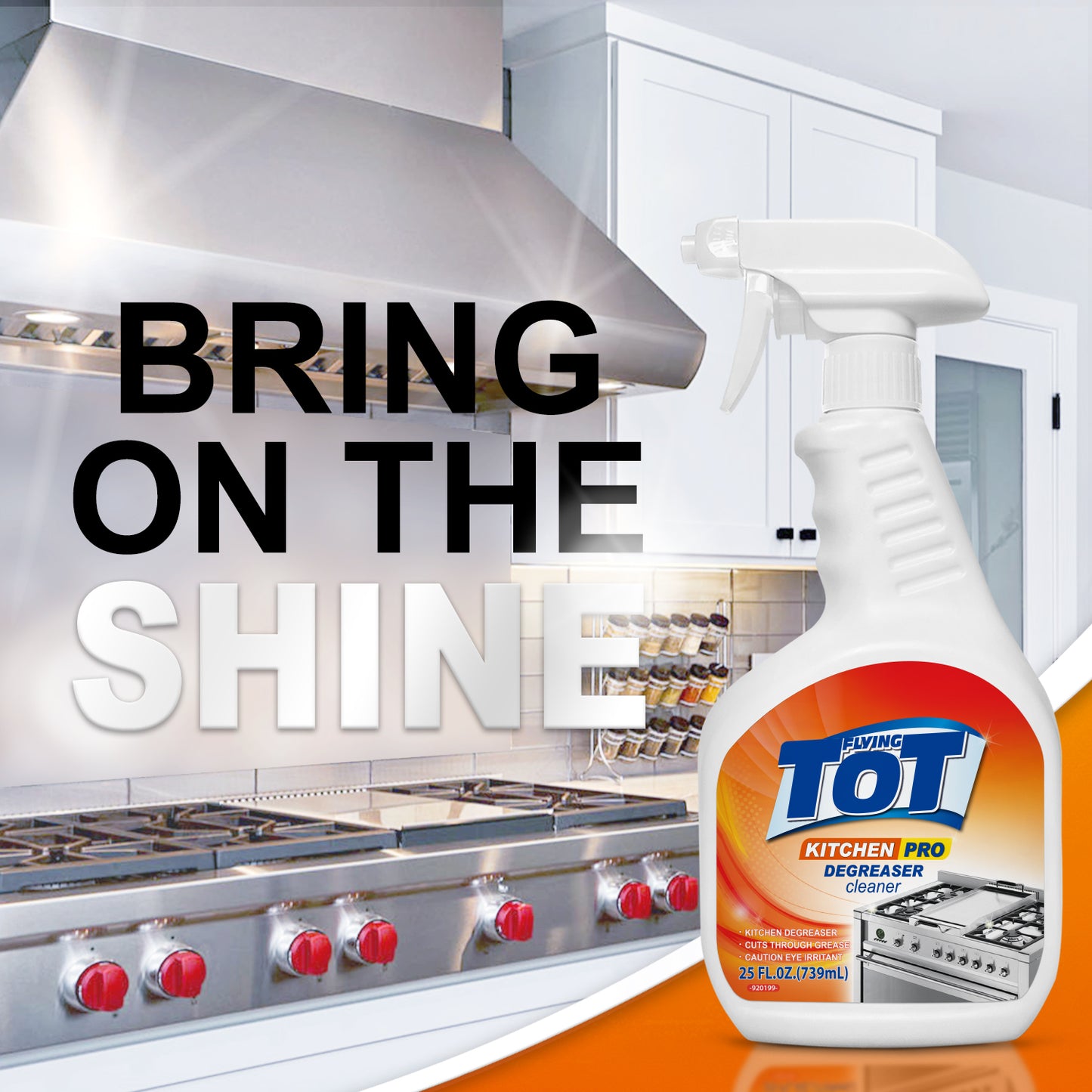 FLYING TOT Kitchen Degreaser Cleaner - Removes Kitchen Grease, Grime and Baked-on Food - 25 Fl. Oz.