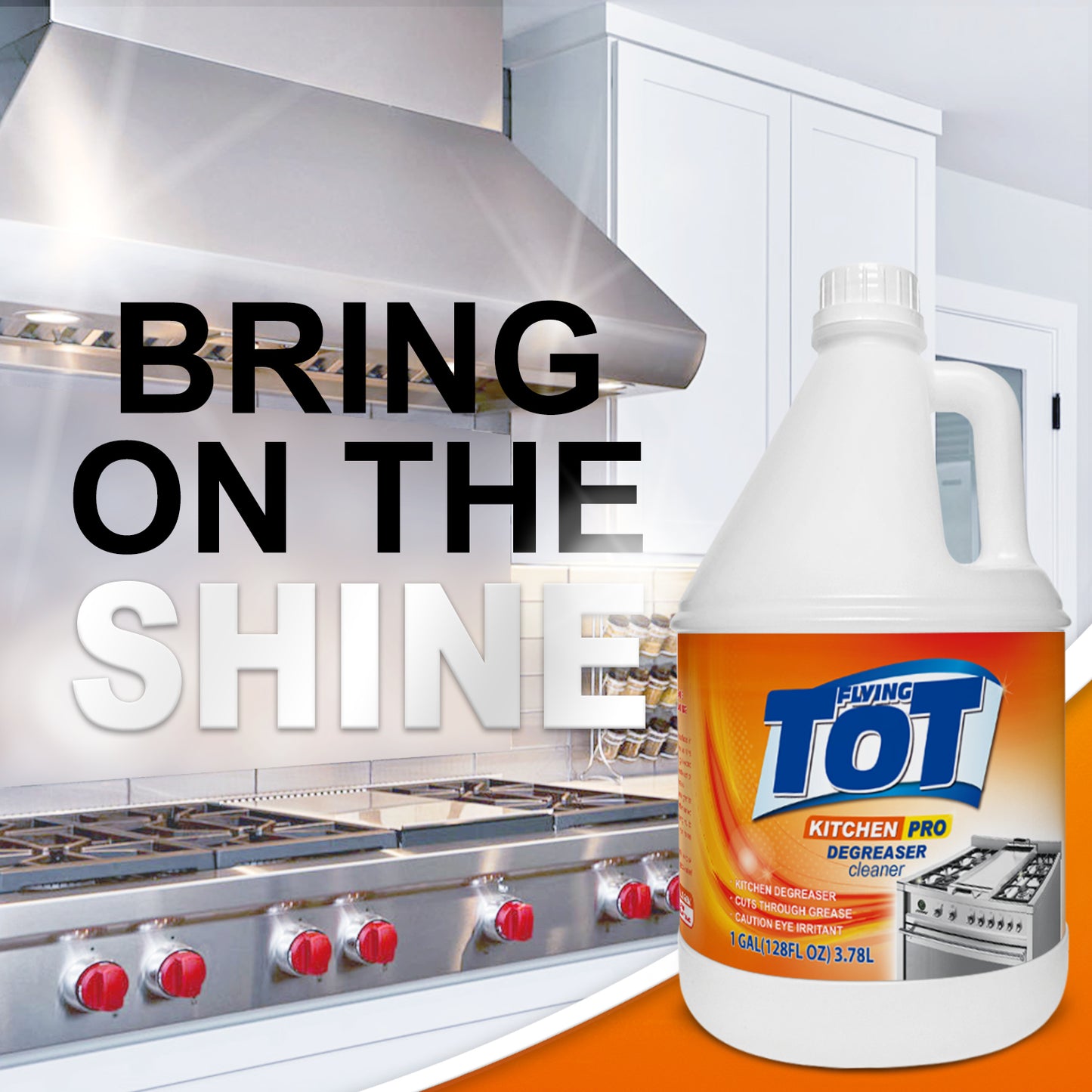 FLYING TOT Kitchen Degreaser Cleaner - Removes Kitchen Grease, Grime and Baked-on Food - 1 Gallon