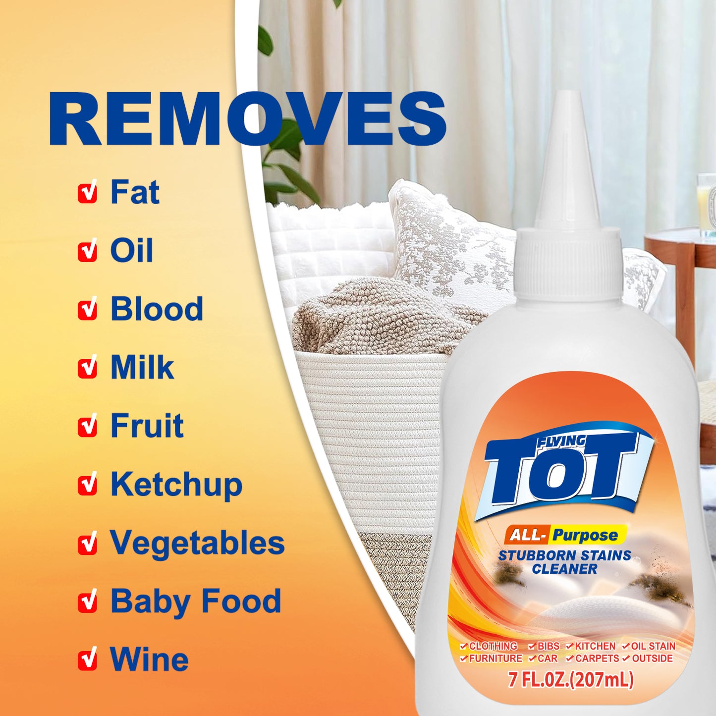 FLYING TOT Oil and Grease Stain Remover for Clothes - 7 Fl. Oz.