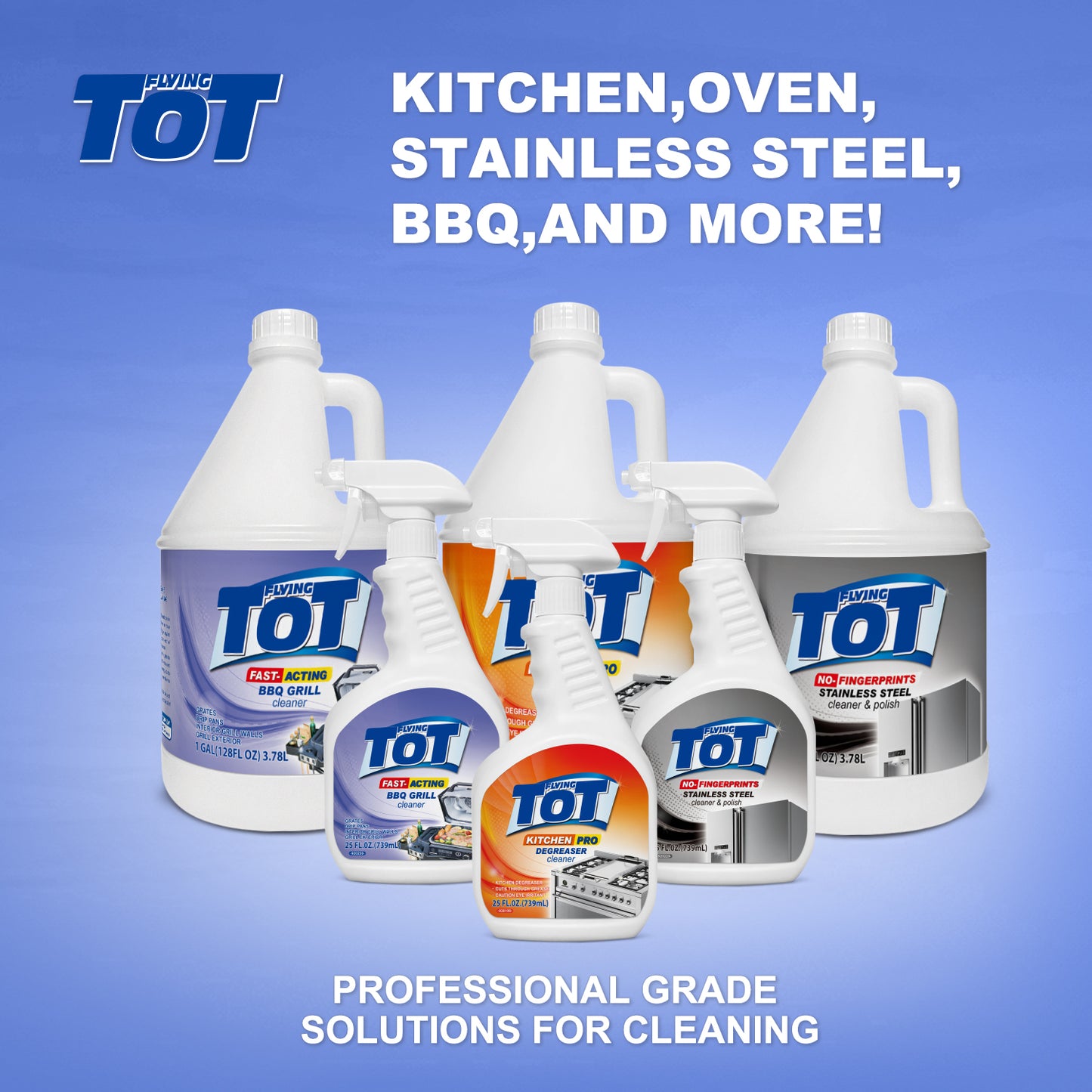 FLYING TOT Grill and Grate Cleaner - Cleans and Degreases BBQ Cooking Grates and Racks, Pellet and Electric Smokers- 25 Fl. Oz.