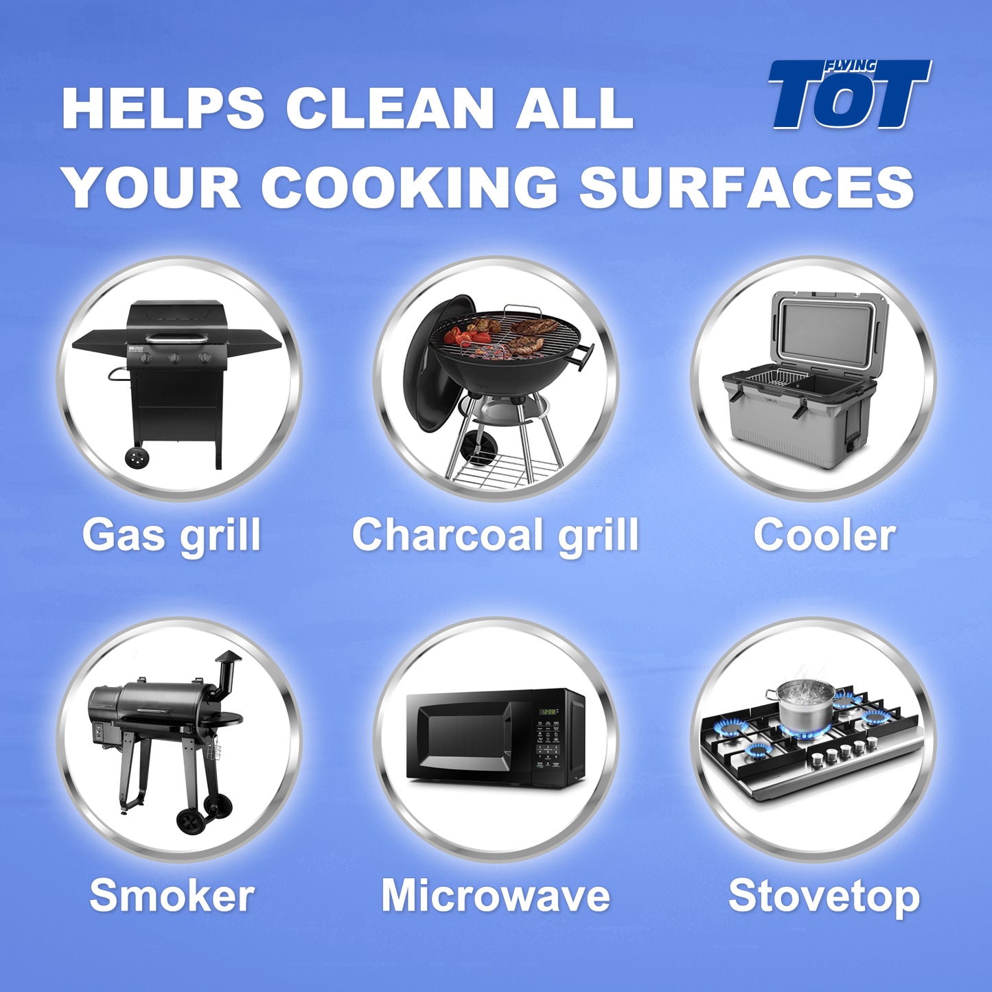 FLYING TOT Grill and Grate Cleaner - Cleans and Degreases BBQ Cooking Grates and Racks, Pellet and Electric Smokers- 25 Fl. Oz.